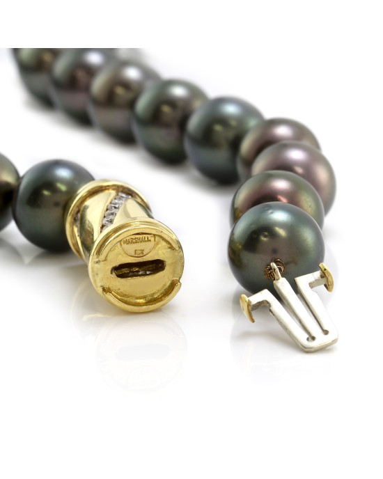Tahitian Pearl Necklace with Diamond Barrel Clasp